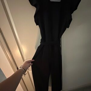 Black Wide Leg Jumpsuit with Fitted Silhouette